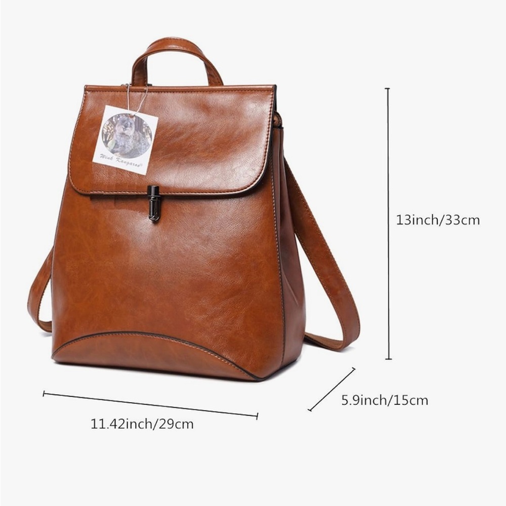 Brown Leather Backpack with Structured Design